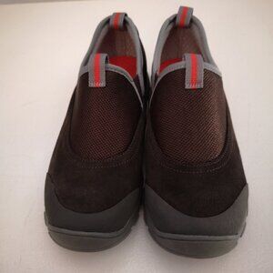 Lands' End Youth's Size 4M Dark Brown w/ Orange & Grey Soles Slip On Shoes